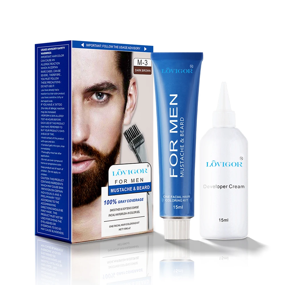 Direct factory 5mins instant color black brown ammonia free safe beard &mustache dye for men