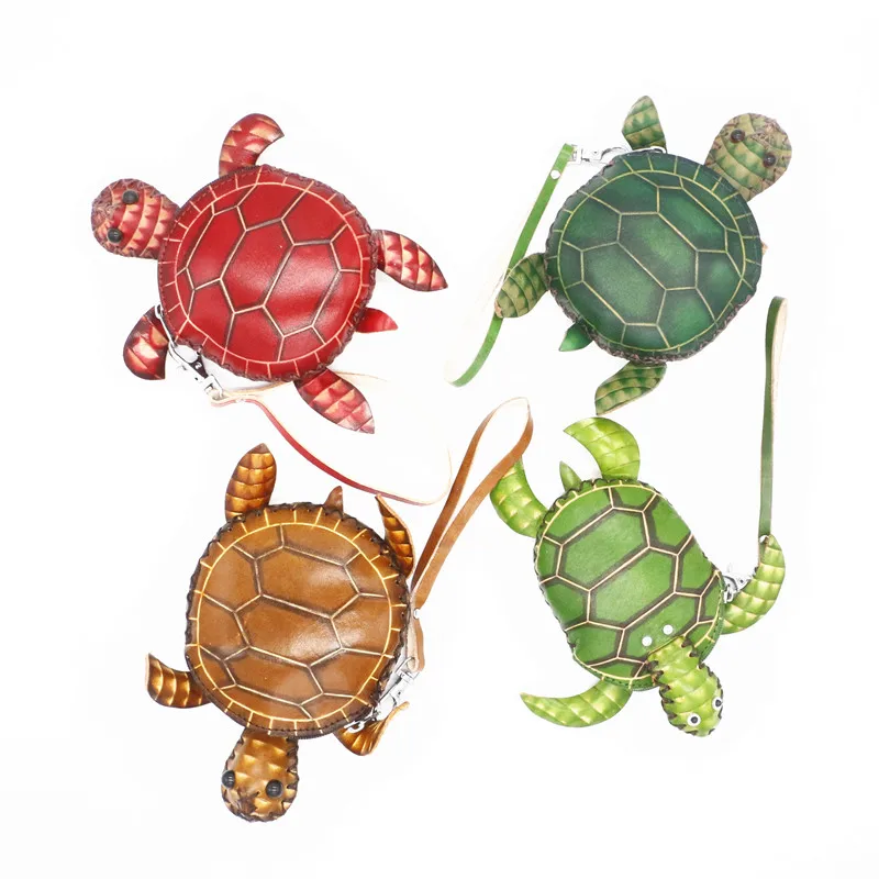 Черепаха животных картонная винтажная кожа из воловьей кожи подарок ручной работы Кошелек для монет