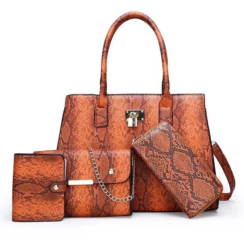 Snake Print Leather Stereotype Package Bolsa Feminina Women Tote Luxury Purses Handbags Sets