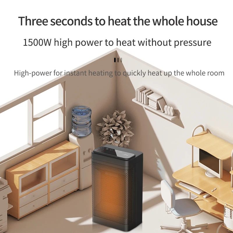 1500W портативный мини электрический подогреватель для комнаты бытовая техника пульт дистанционного управления с сенсорным экраном спальни Домашний Настольный PTC