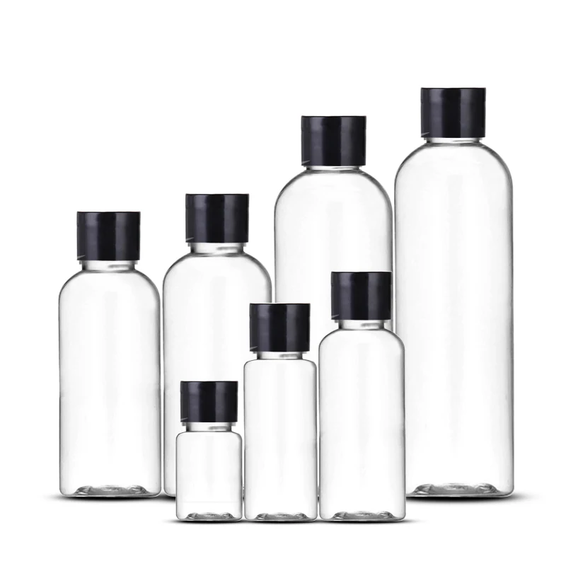 5ml 20ml 30ml 50ml 60ml 100ml 120ml Transparent PET Plastic Small Tall Round Bottles