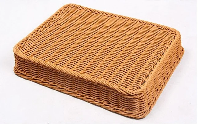 Yulin Jiafu Rectangle Plastic PP Rattan Basket for Storing Fruit Vegetables and Sundries