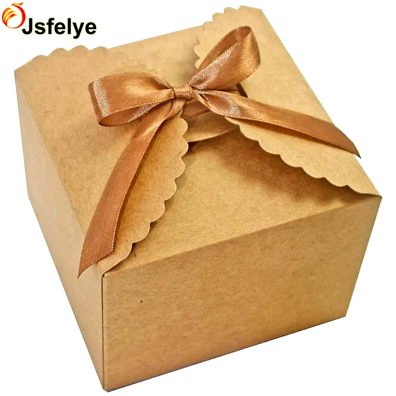 Brown Gift Box Small Kraft with Ribbon For Packaging Candy biscuit Chocolate Craft Candle Small Gifts Cute Paper Boxes