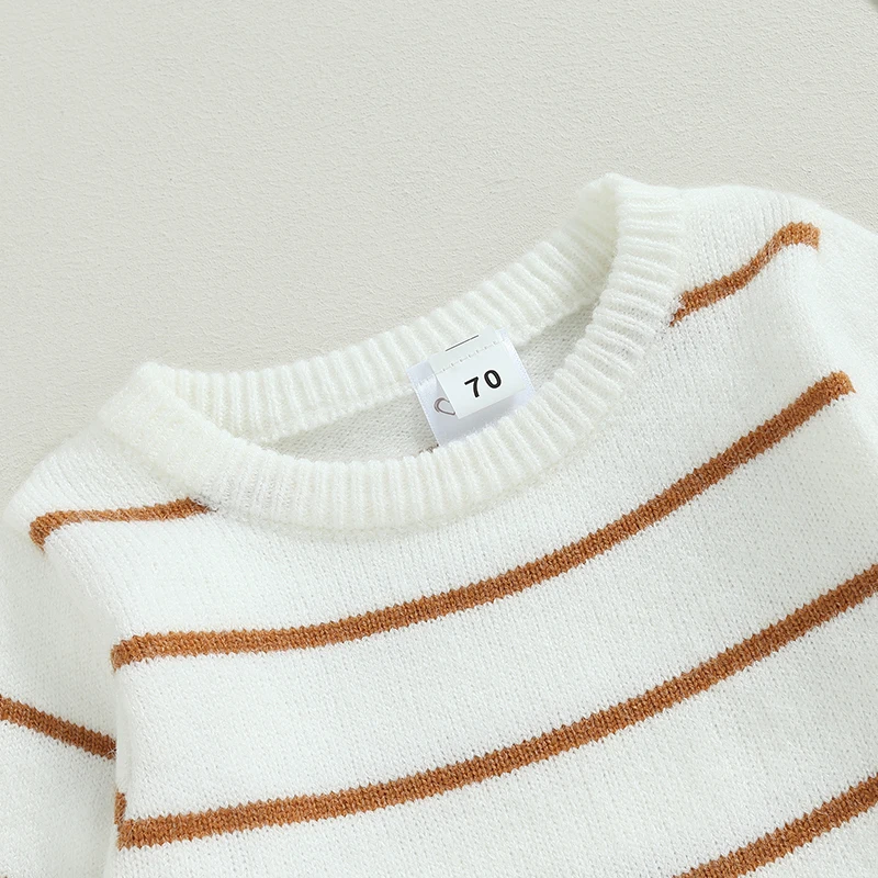 Newborn Striped Print Long Sleeve Autumn Knitted Baby Boys Girls Cute Sweater Rompers