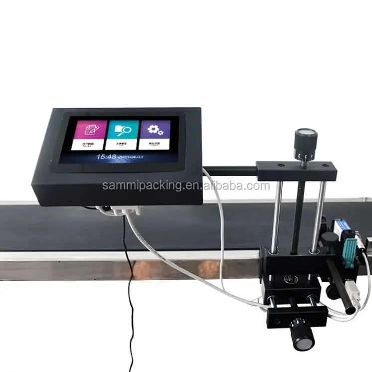 Easy adjustment on-line production inkjet printing machine coder machine MAX 25.4MM with bracket and conveyor for bottle paper