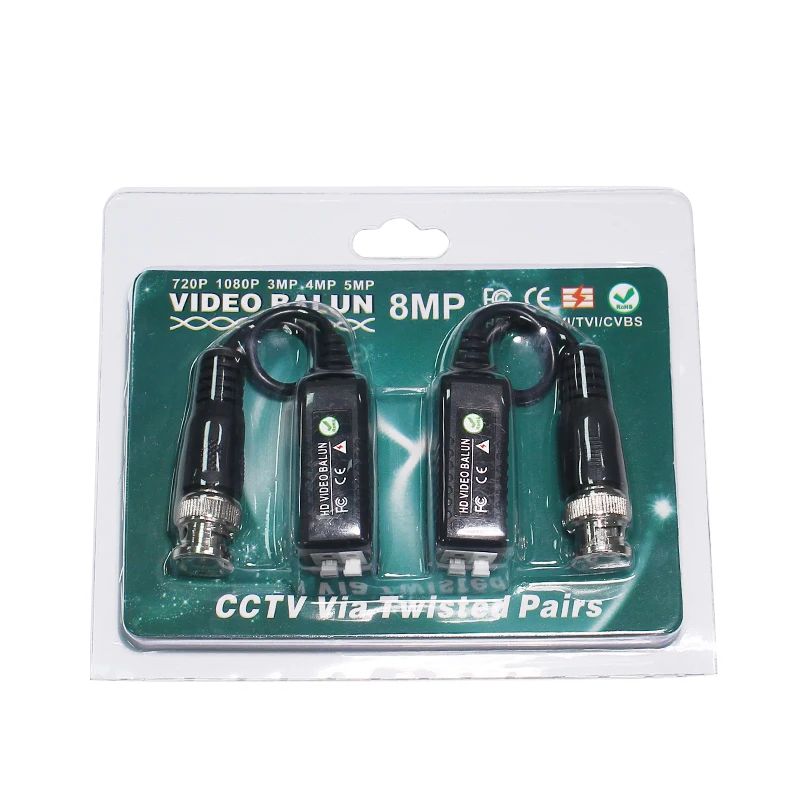 8mp 1ch Passive UTP Coaxial Twisted pair Video Balun with Male Metal BNC Connector Screw Terminal for cctv cam system