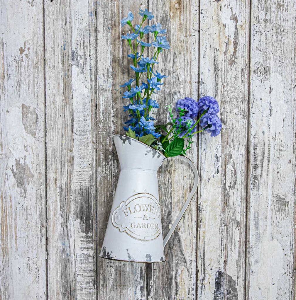 2022 Metal Flower Vase Galvanized Pitcher Rustic Jug Farmhouse Planter Pot For Country