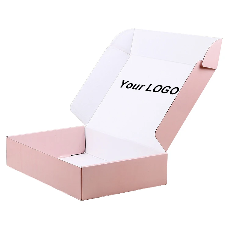 Factory Corrugated Paper Custom Packaging Mailer Pink Boxes With Printing