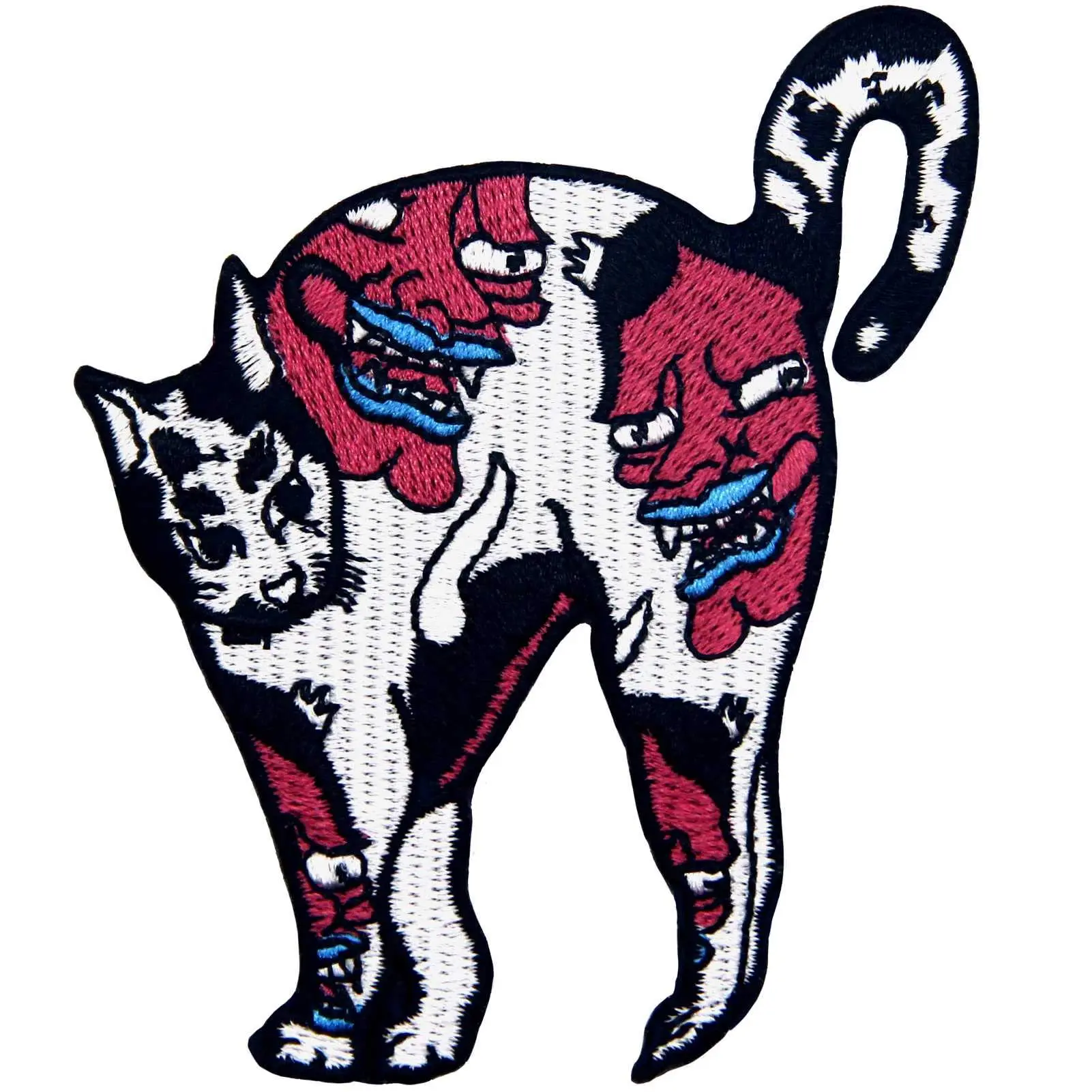 Demon Tattoo Cat Applique fashion cool Embroidery patches clothing applique custom Badge Iron On Sew On Emblem Patch Embroidered