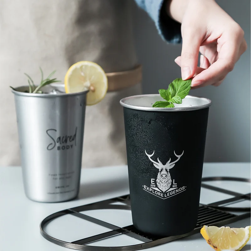 Wholesale Bar Beer Single Wall Stackable Tumbler 304 Stainless Steel Custom Metal Shot Glass Mug Pint Cups