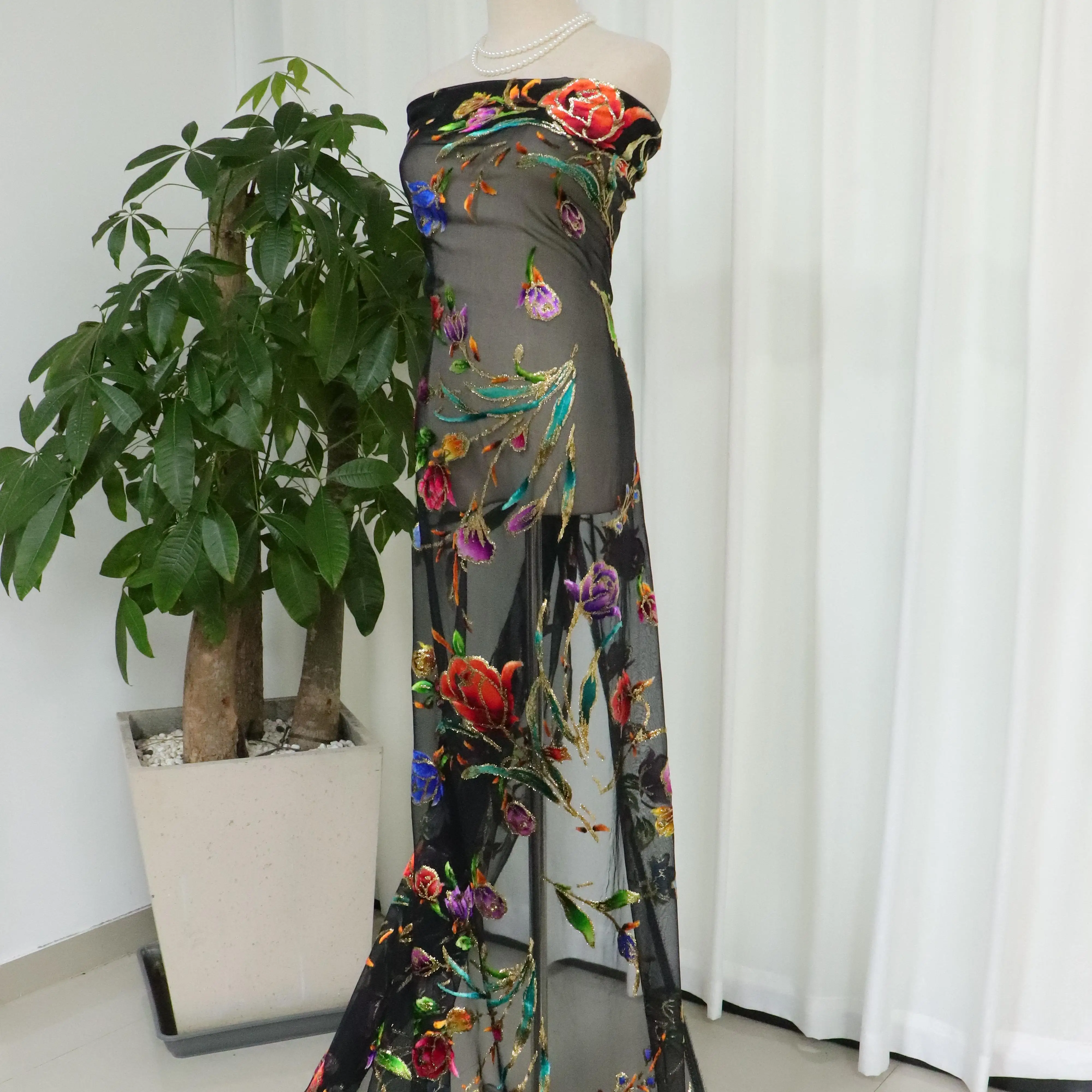 Somalian Dirac Fashion Breathable Soft Smooth hight quantity Silk Velvet Fabric Multi Colors Somali Luxury Silk Jacquard