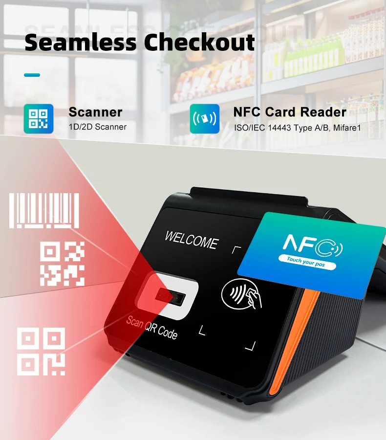 Noryox NB80 Pos ручной 4 г рулон 58/80 мм принтер бесплатно Sdk Rfid Smart 8 дюймов все в одном с считывателем карт NFC