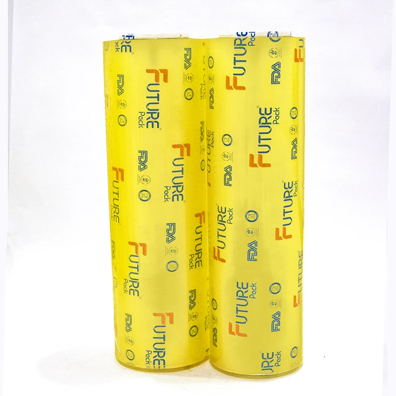 10mic Size 1500m Jumbo Roll Food Grade Pvc Cling Film Wrap Stretch Film Food Fresh Film For Meat Packing