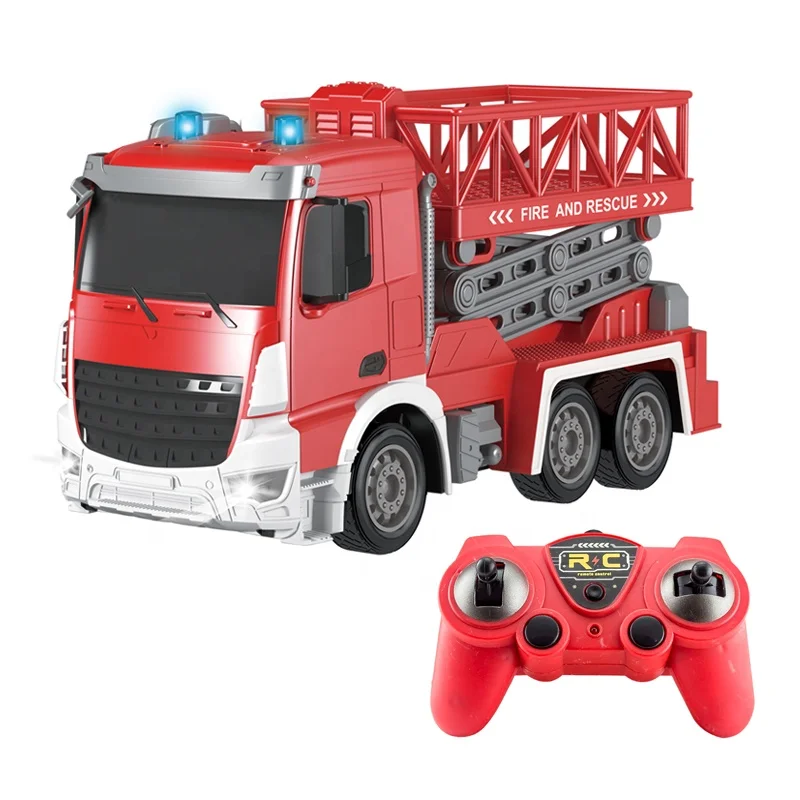 2.4G RC fire fighting truck toy 1:24 remote control rescue vehicle toy fire truck for kids