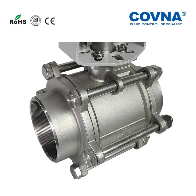COVNA Dn25 2-way Three Piece Stainless Steel Ball Valve With Electric Actuator 24v 110v 220v 3pcs Remote Control Ball Valve