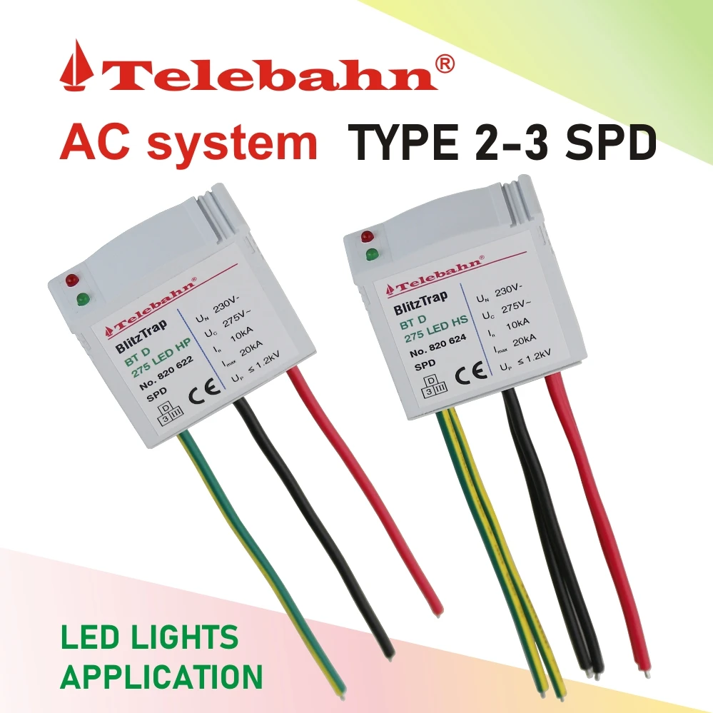 Telebahn 10kA 20kA10kV 20kV 275V AC IP67 LED TVSS Surge Arrester Protector SPD for Street Light