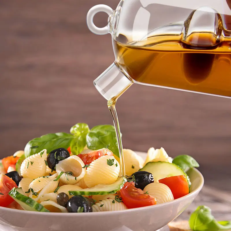 56H Wholesale Oil and Vinegar Dispenser 2 in 1 Glass Cruet With Cork Stopper For Kitchen Soy Sauce Vinegar Bottle