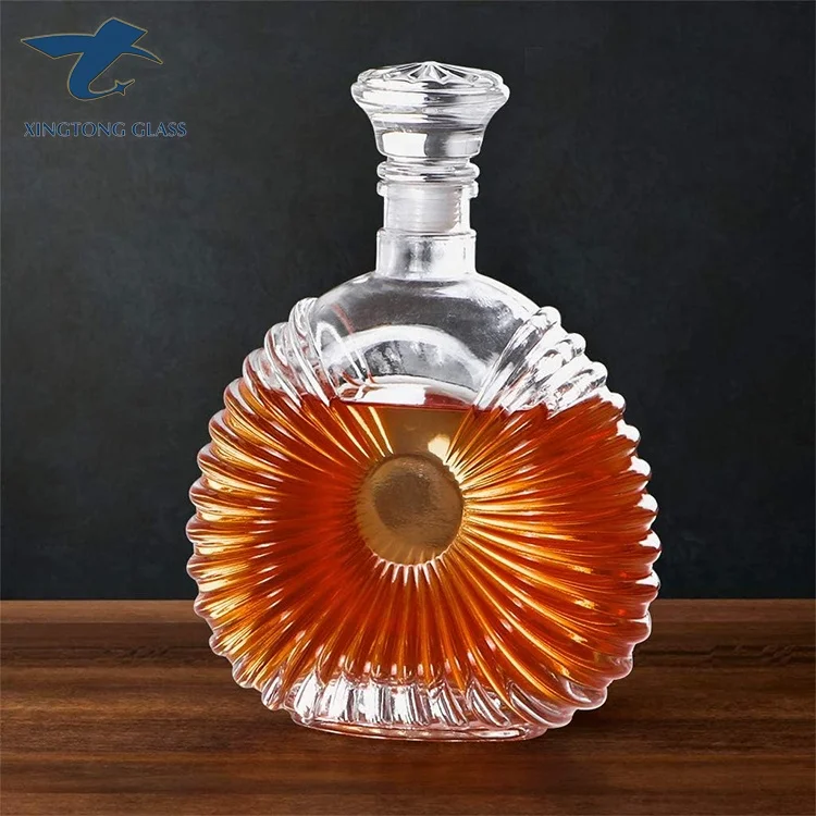 Customized Factory Price 700ml 500ml Whisky Gin Tequila Glass Bottle Flat Mouth Glass Bottle Oval Shape Spirits Bottle