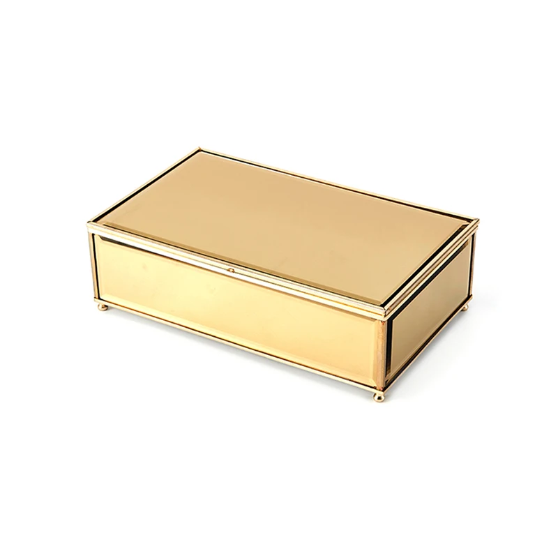 2021 New Custom Golden Luxury Glass Box Ring Pendant Necklace Bracelet Box Gift Packaging Jewellery Container Box