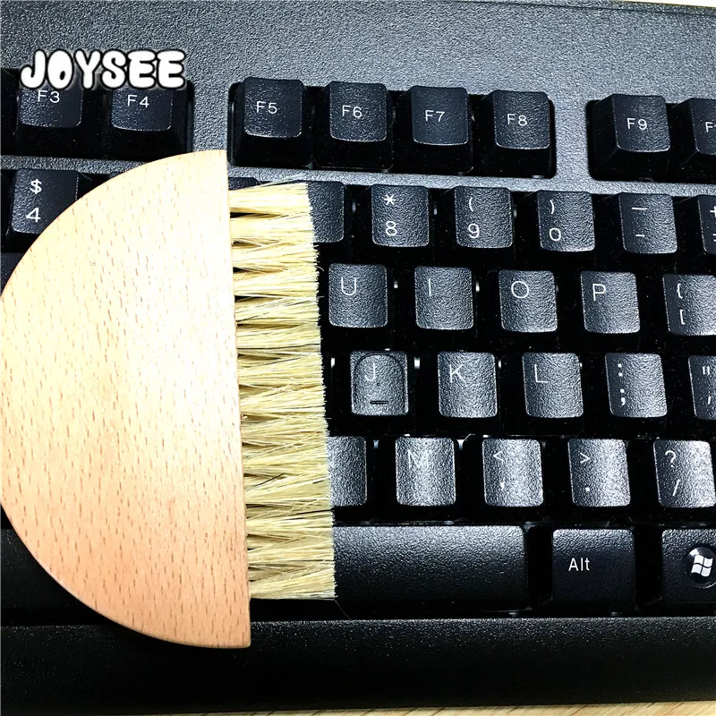 Factory Tiny Semicircle Beech Wood Cleaning Brush with Short Pig Bristle for Keyboard Cleaning