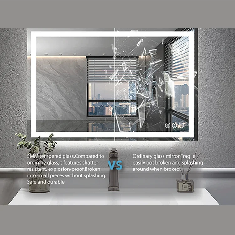 Modern Luxury LED Anti-Fog Bathroom Dressing Wall Mirror Bluetooth Smart with Magnifier for Cosmetic Use Household Items