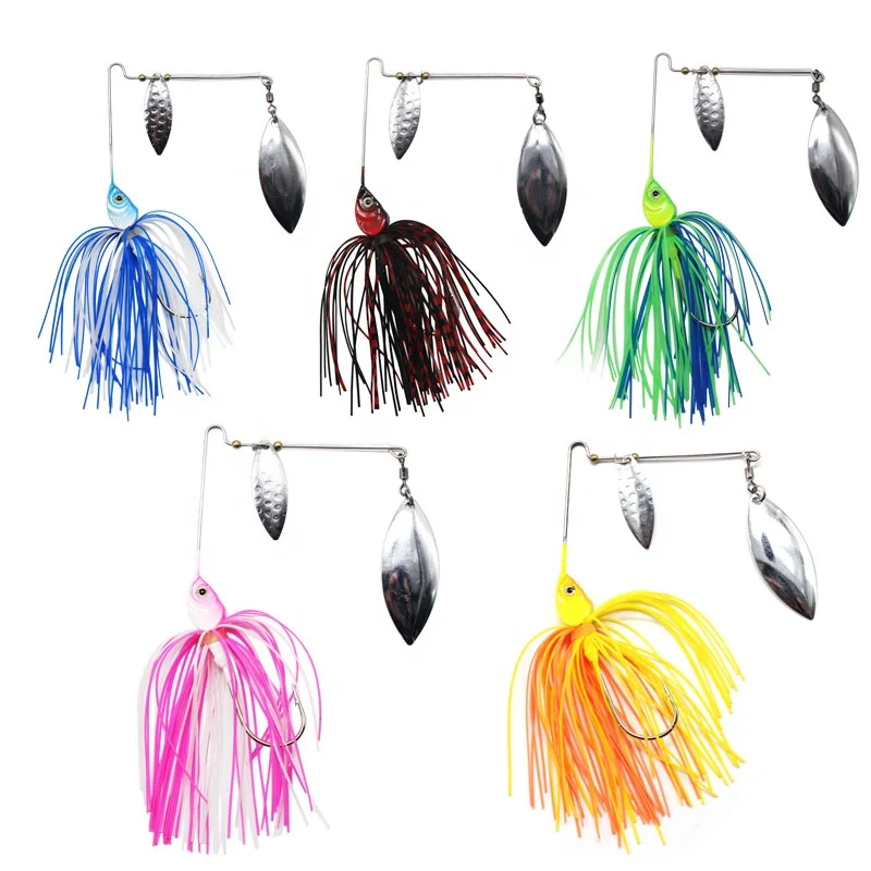 High quality Heavy Duty Hard Lure Fishing Pike Bass Double Spinner Willow Blade Spinnerbait