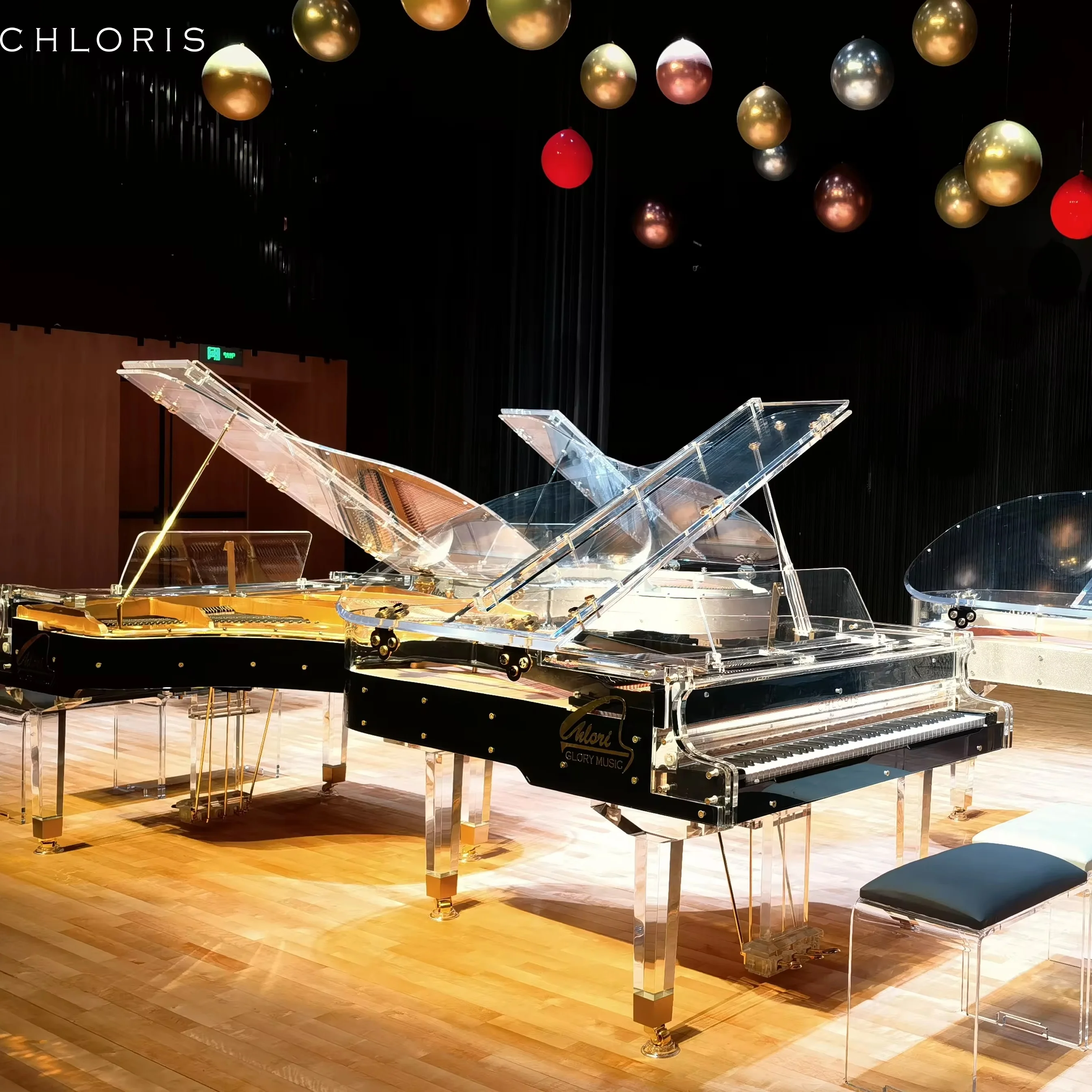 Factory  Popular Acrylic Crystal Piano Customized Transparent Glass Acrylic Grand Piano HG168A