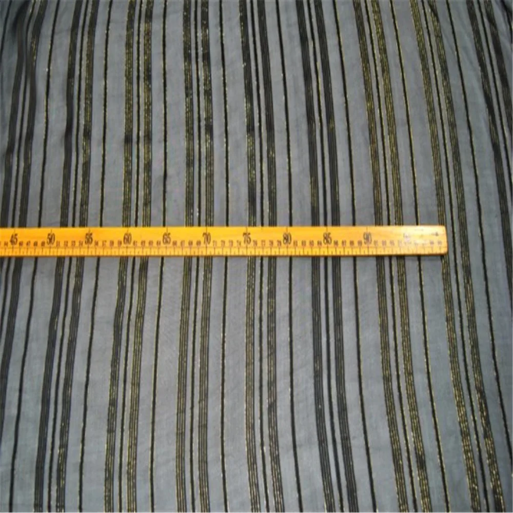 New Coming Hot Selling Black Elegant Shiny Lurex Stripe Silk Metallic Fabric for Women Hijab Saree