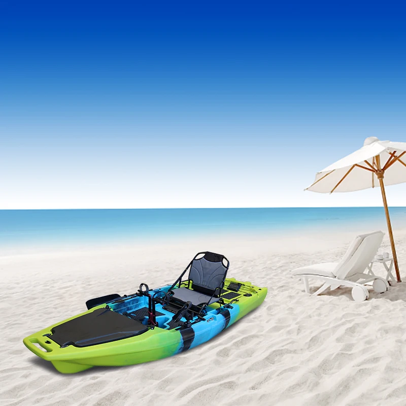 14FT Modular Hard Plastic Kayak with Double Pedal Drive System 1-Person Sit-On-Top Design Single Paddler Ocean Waters Fishing