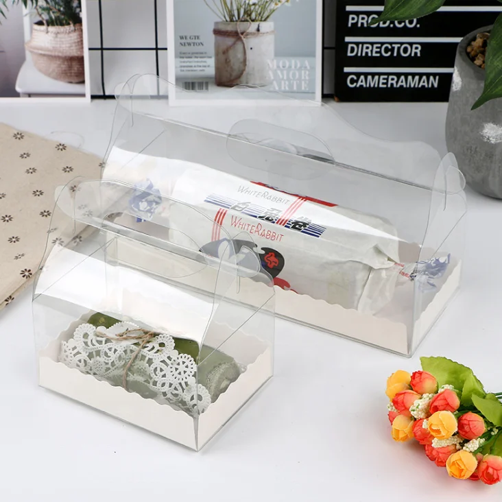 Portable Transparent Bread Carry PET Plastic Clear Cake Box gable cake boxes