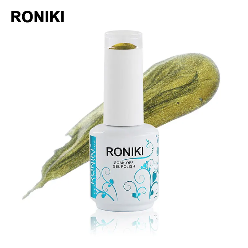  Гель-лак для ногтей RONIKI Light «кошачий глаз» золотистый 3-ступенчатый гель УФ-гель УФ/светодиодной лампы 15 мл оптовая продажа удаление замачиванием США 3-10 дней 300 шт. 50-70