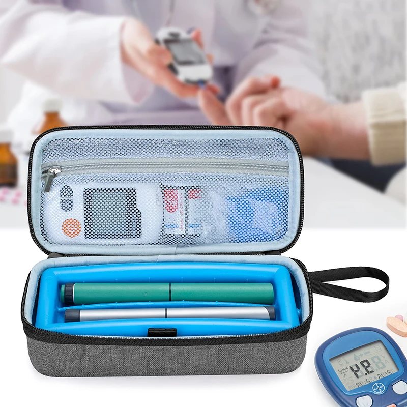 Special Purpose Travel Case for Insulin Cooler Bag with Ice Pack Diabetic Bag for 2 Pens or 6 Vials Glucose Monitor Kit