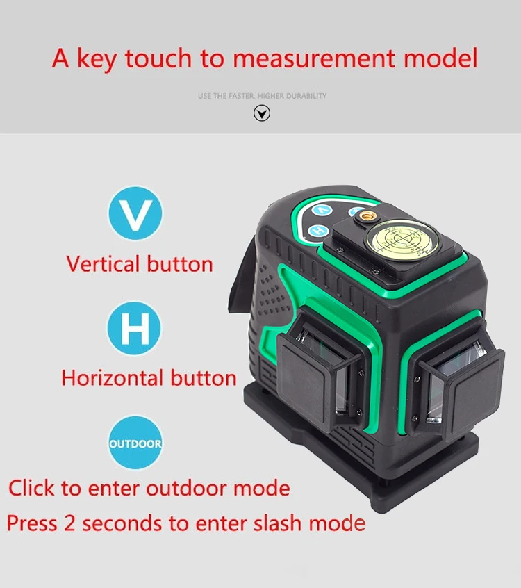 3D Beam Rotary Self-Leveling 360 Degree Horizontal&Vertical 12 Lines Laser Level  3D Green Laser Level