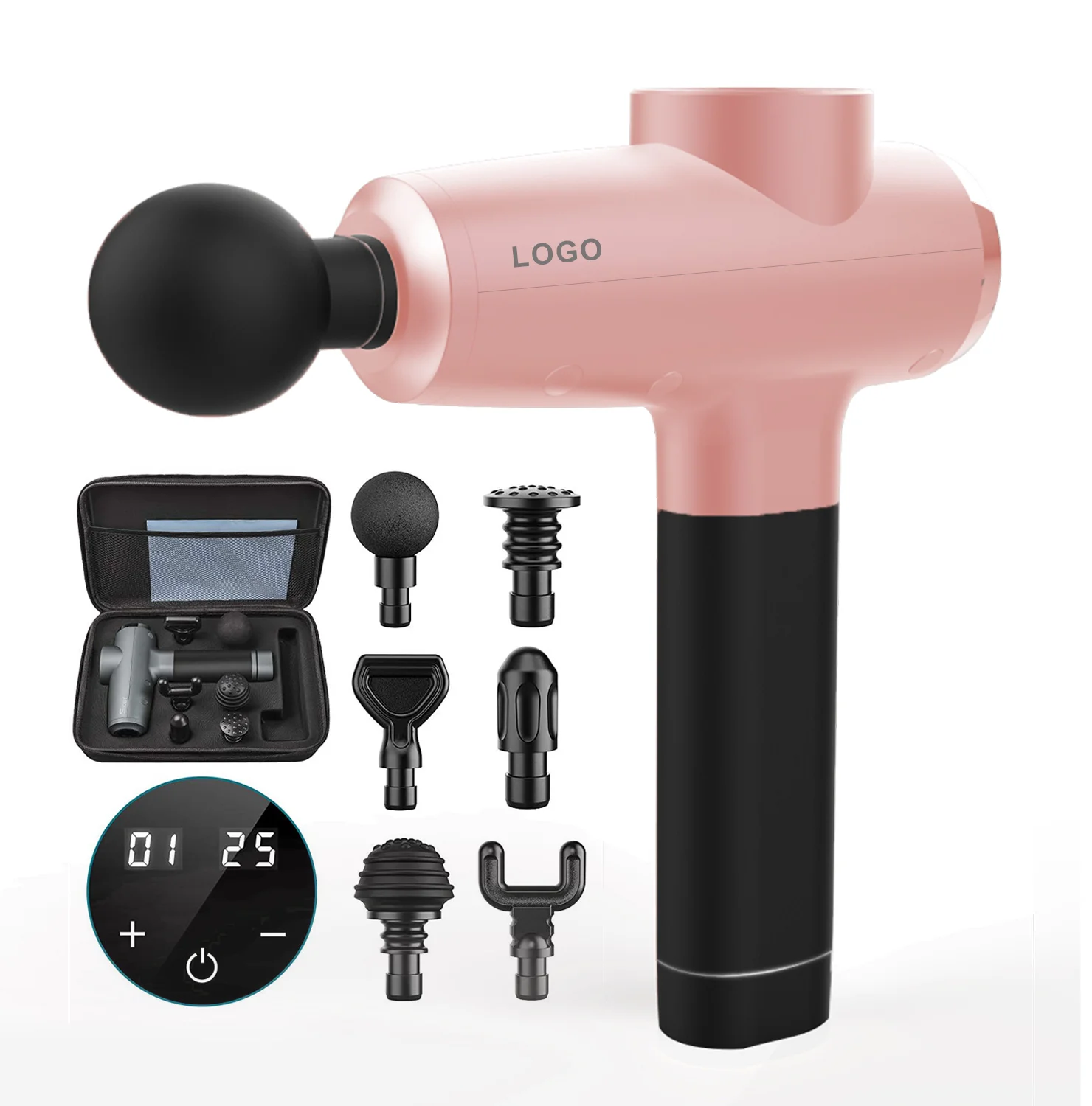 18650 Battery Lcd Display Massage Gun Hand Portable Deep Custom Massage Gun Stand Pink 16Mm Model 2020 20 Speeds Massage Gun