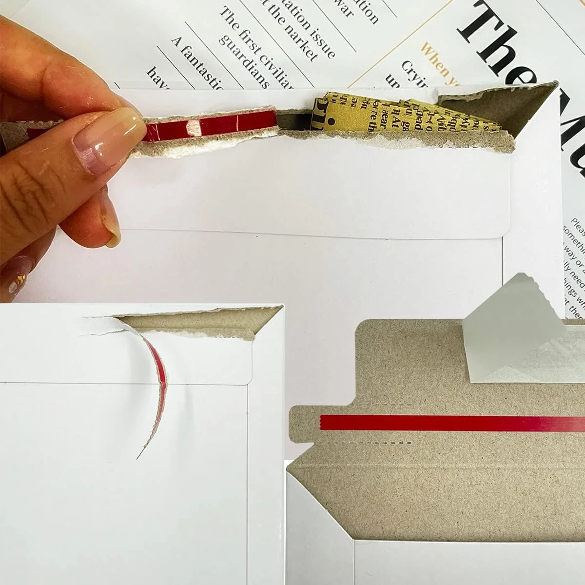 High Quality Self Sealing Rigid Cardboard Mailing Envelope Mailer with Tear Tape Envelope Packaging