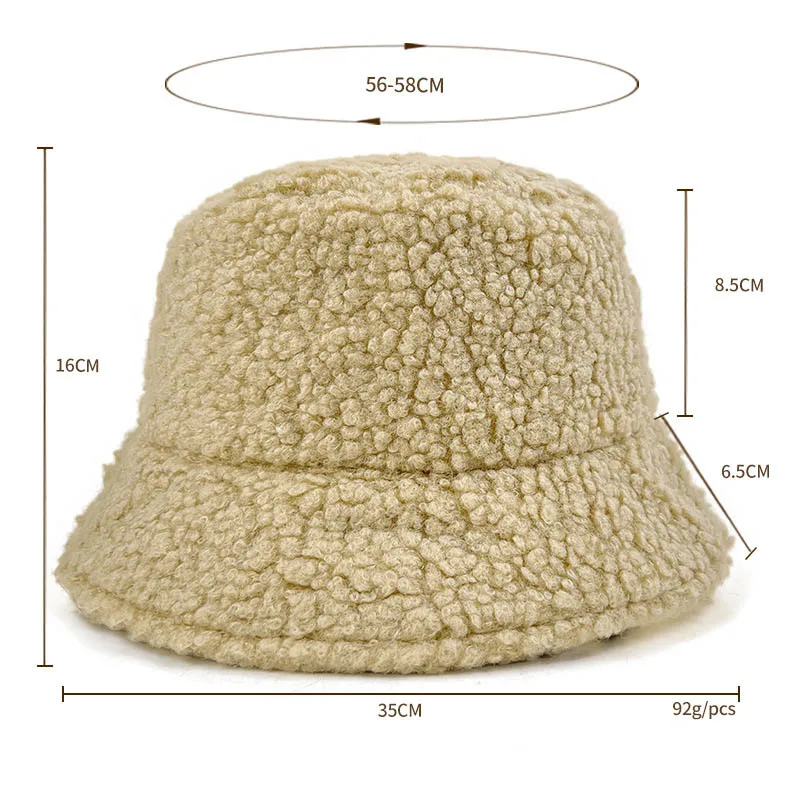 DATOU Custom Logo Wool Cotton Warm Furry Bucket Hat Solid Color Unisex Fisherman Hat Warm Wool Fur Bucket hat For Winter