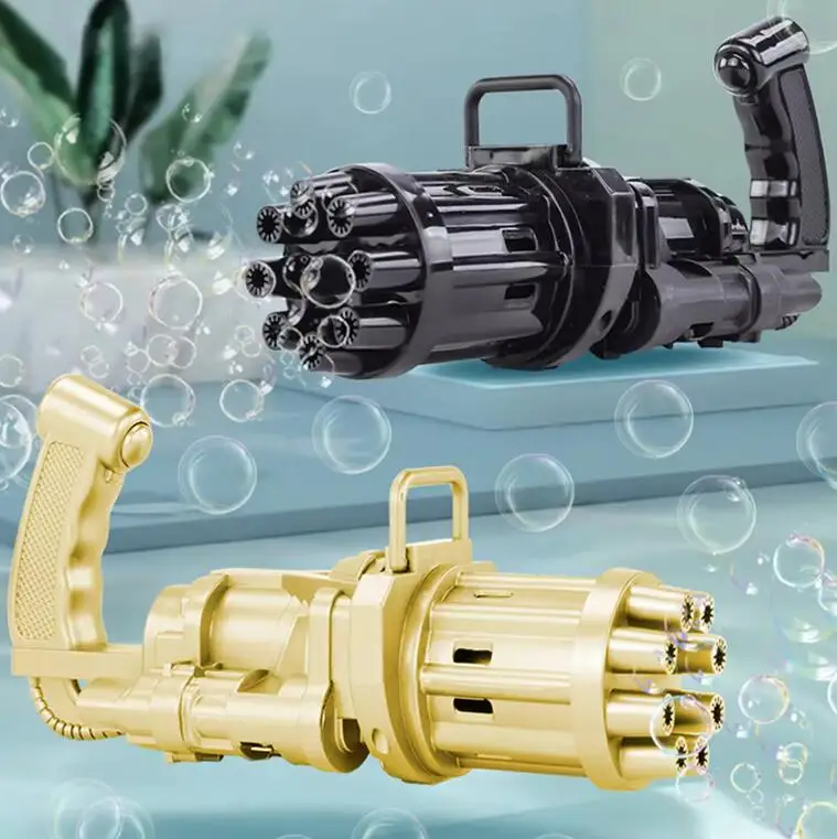 Summer Hot selling Outdoor Products Electric Bubble Gun 8 Holes Gatling Blaster Bubble Gun Toys