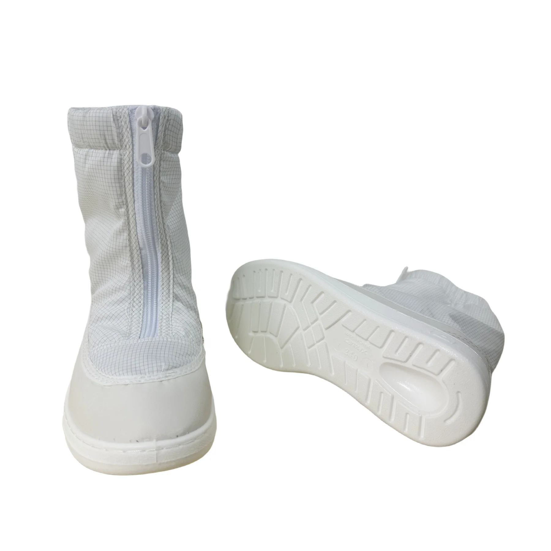 Class 10-1000 Pu Sole White Grid Antistatic Cloth Fabric add Conductive wire ESD Clean Room safety dust free Mid Booties