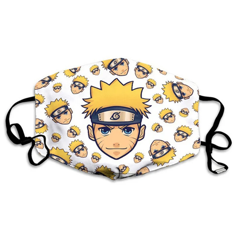 
2021 hot sell anime naruto print fashion dustproof cloth face cover for adult with filter 