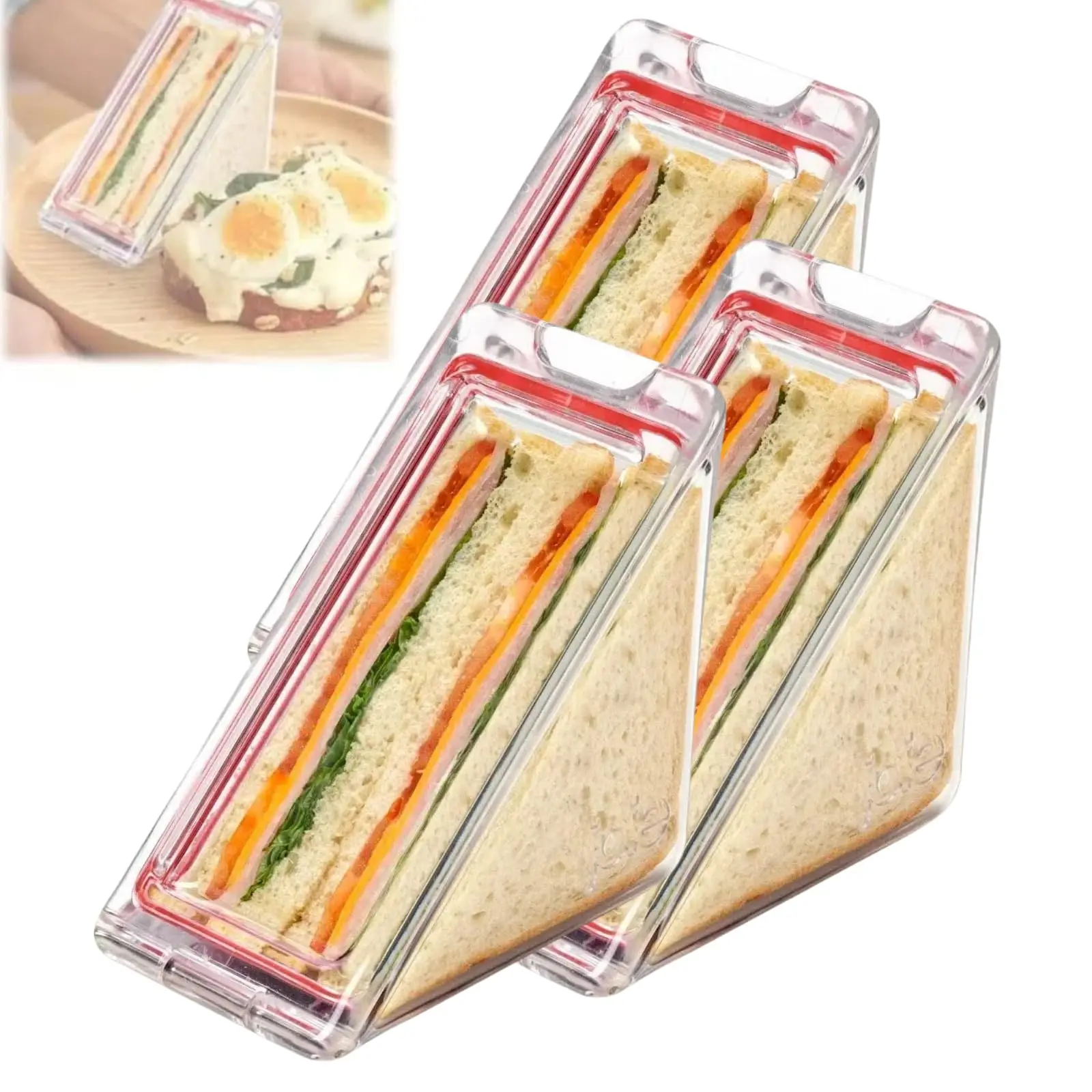 Washable Clear Safe Plastic Triangle Sandwich Container Sandwich Storage Box For Lunch Breakfast Dinner