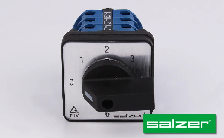 Salzer SA16 16Amp 0-1-2-3-4-5-6 Multi-step Cam Switch rotary switch Silver face plate 48x48mm  (TUV,CE and CB Approved)