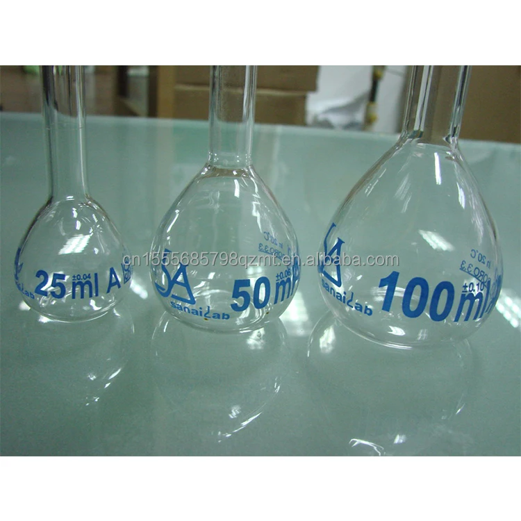 Flat Bottom Borosilicate Pressure 500 Ml Volumetric Glass Flask Long Neck With Base