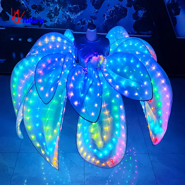 Purple LED Pixel Flower Costume Dance Stage Show Costume Entertainment LED Light Petals
