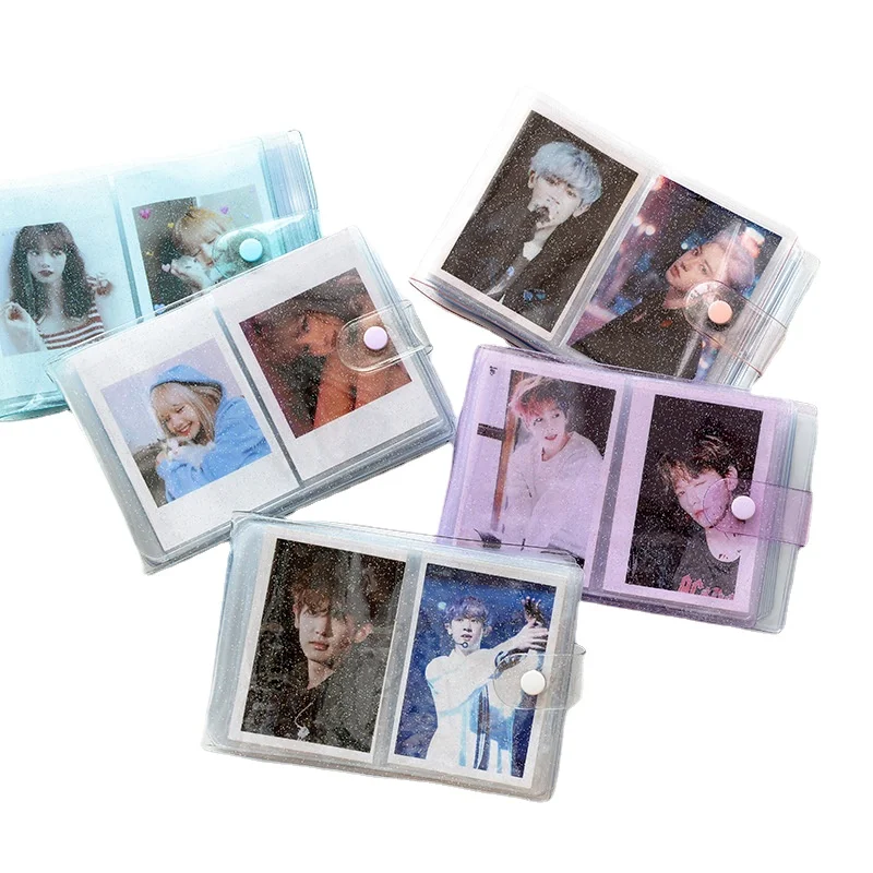 64 Slots Mini Photo Album Jelly Color Glitter Transparent Cover Collect Book for Fujifilm Instax Mini 11 9 8 Name Card Holder