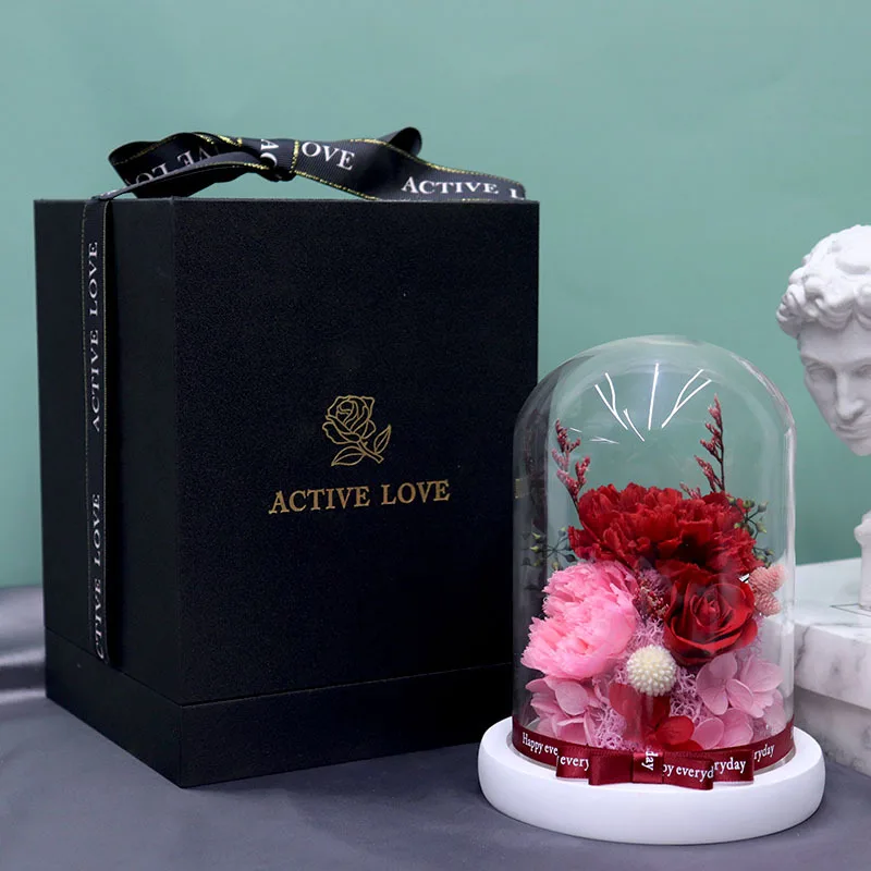 wholesale eternal flower carnation glass dome for celebration party photo