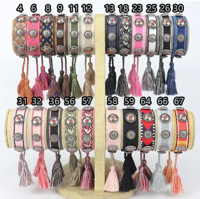 Vintage Friendship Bracelet For Women Men Handmade Rope Tassel Bracelets Adjustable Fabric Design custom logo Bracelet