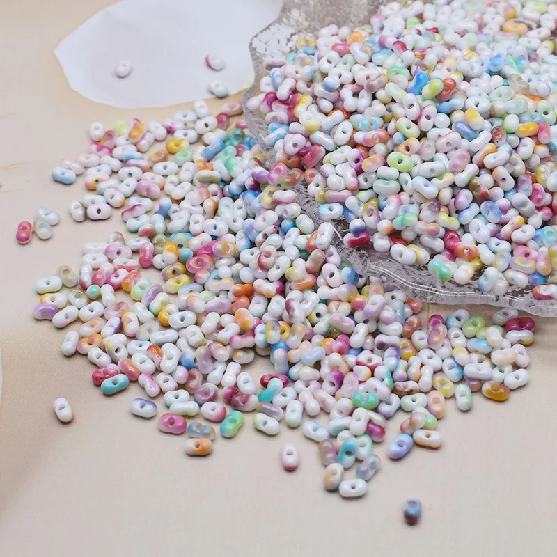 Handmade 3x6mm Color Seed Beads Loose Spacer Peanut Glass for DIY Jewelry Making Mix Color Bracelets Necklaces Lampwork Material