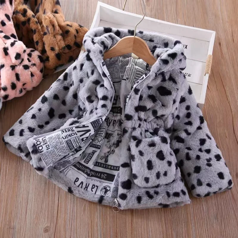 Wholesale baby girls warm outerwear for kids fleence thick coat wool coat for children clothing