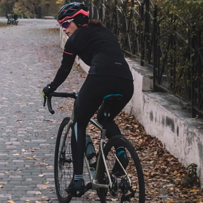 Santic Women Cycling Pants Winter Fleece Warm Jumpsuit Bicycle Long Trousers Triathlon Road Bike Clothing Sweatpants