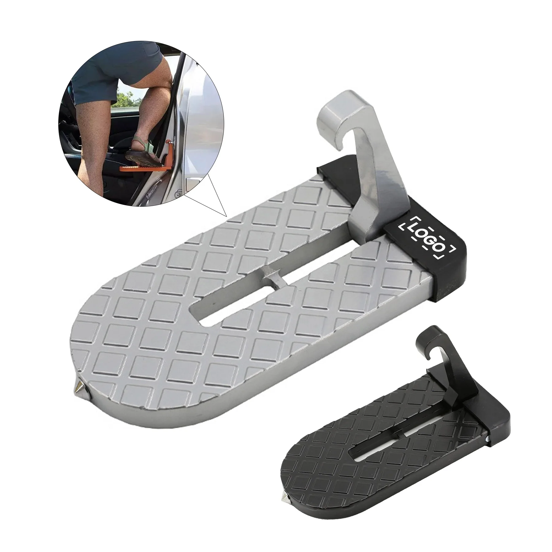 Custom Logo Universal Foldable Car Roof Rack Step Car Door Step Multifunction Latch Hook Pedal Aluminium Alloy Safety Hammer